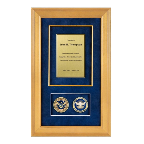 Recognition Shadow Box (Gold) w/ Coins (TSA)