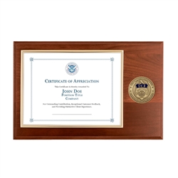 certificate plaque w/ medallion ICE