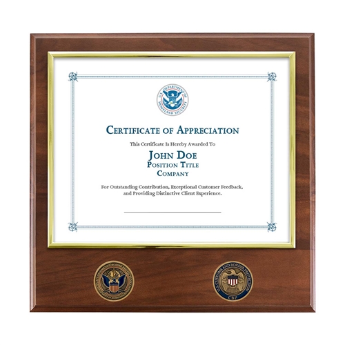 Certificate Plaque w/ 2 Coins (CBP)