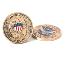 USCIS Agency Challenge Coin - Antique Brass/Color