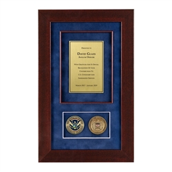 Recognition Shadow Box (Cherry) w/ Coins (USCIS)