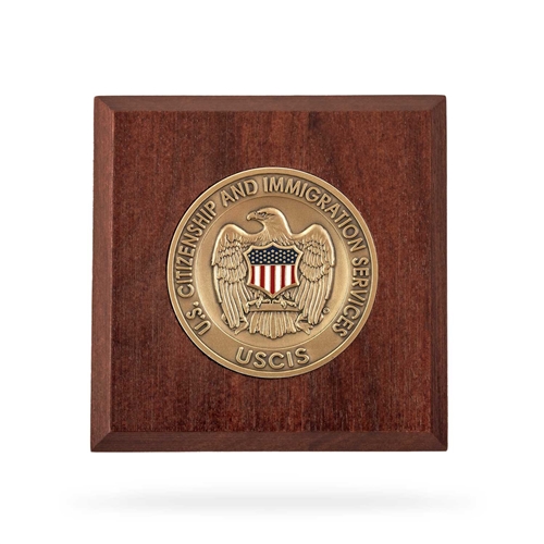 Wooden Paperweight w/ Coin (USCIS)